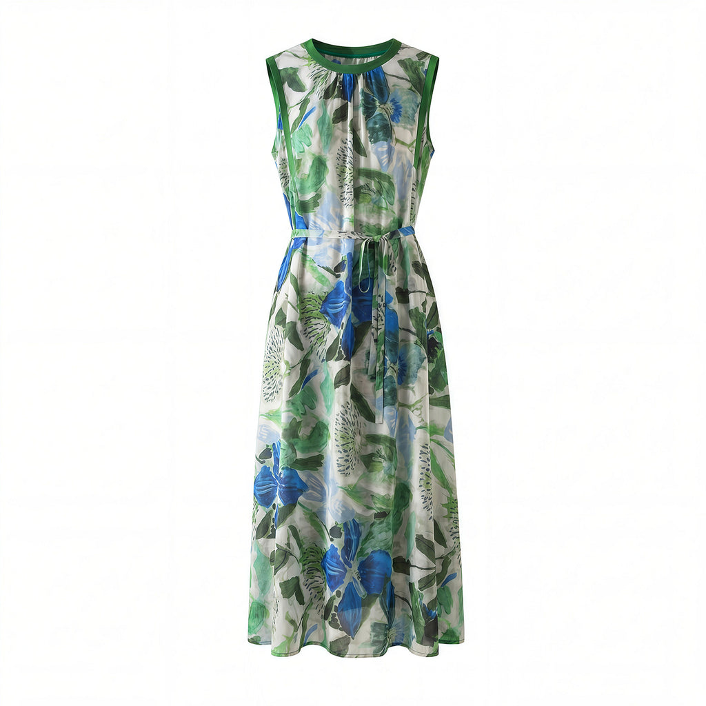 Sleeveless Crepe De Chine Silk Dress For Women