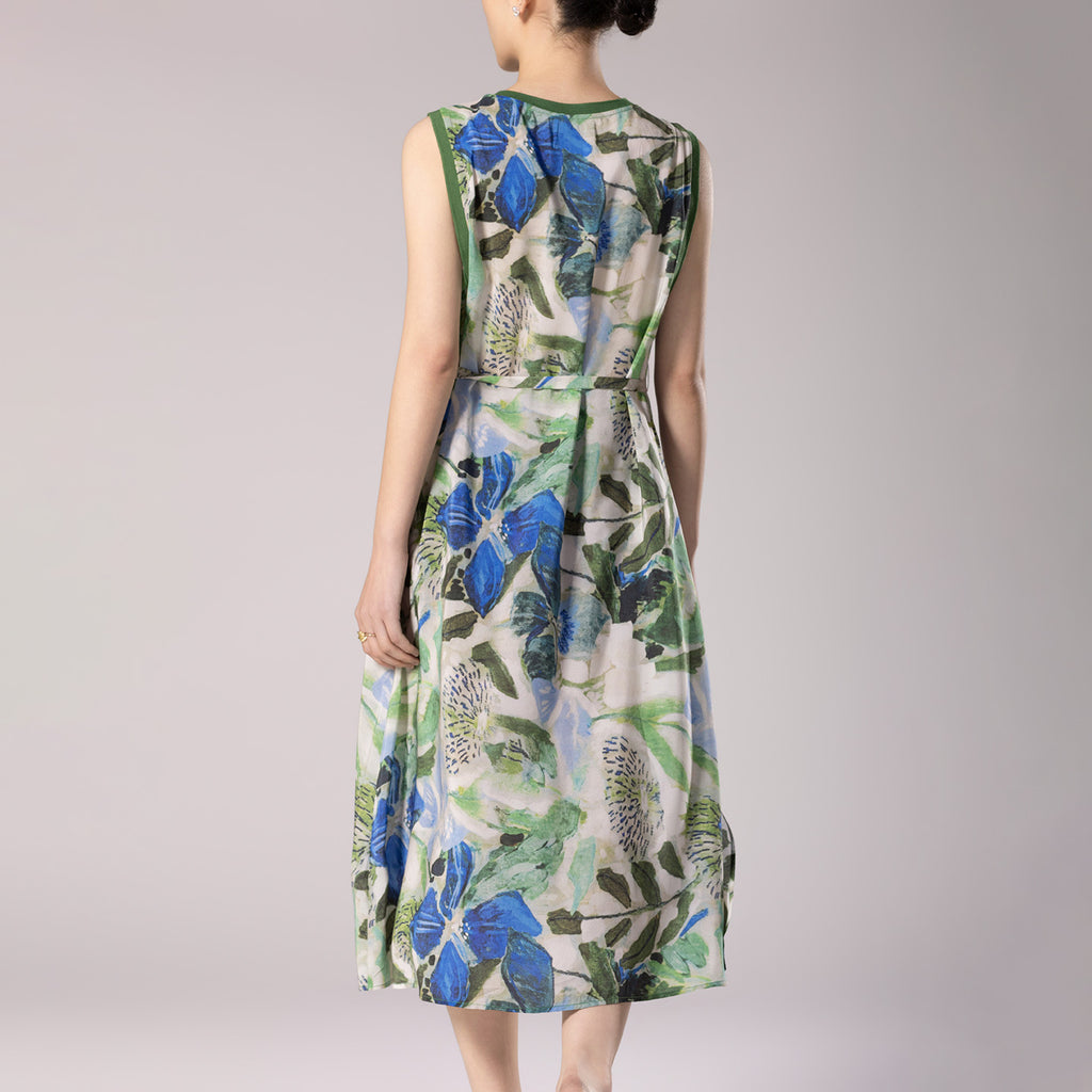 Sleeveless Crepe De Chine Silk Dress For Women