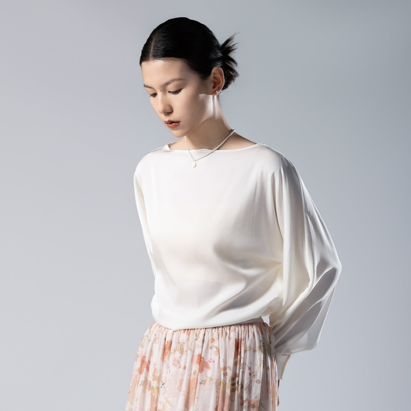 Heavy Stretch Double Joe Silk Shirt! French Lazy Style High-End White Satin Curved Hem Blouse For Women