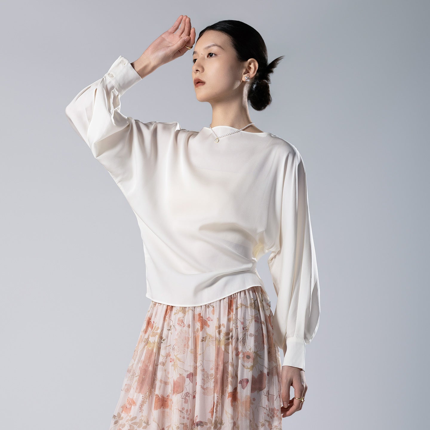 Heavy Stretch Double Joe Silk Shirt! French Lazy Style High-End White Satin Curved Hem Blouse For Women