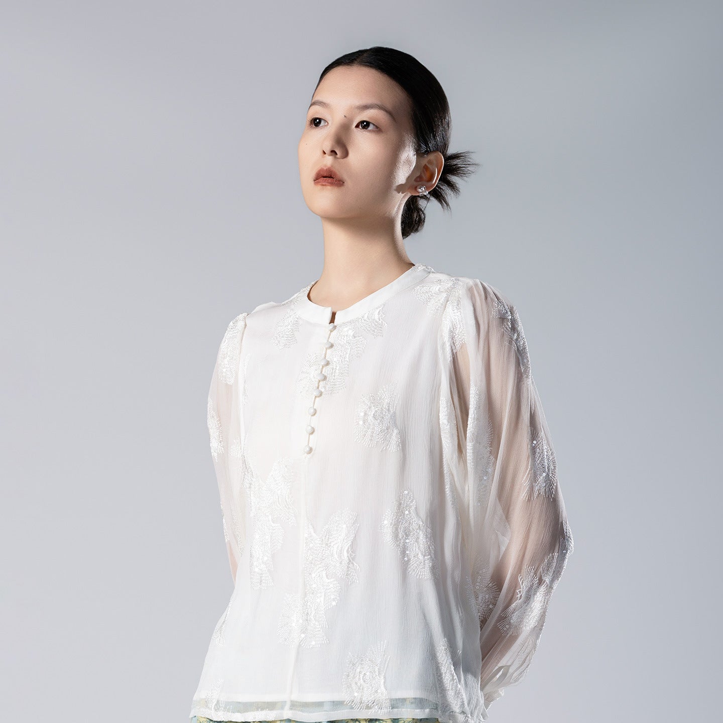 Heavy Embroidered Sequined Silk Top! Versatile Mulberry Silk Shirt With See-Through Sleeves, Sun Protection, Western Style, New Summer Style For Women
